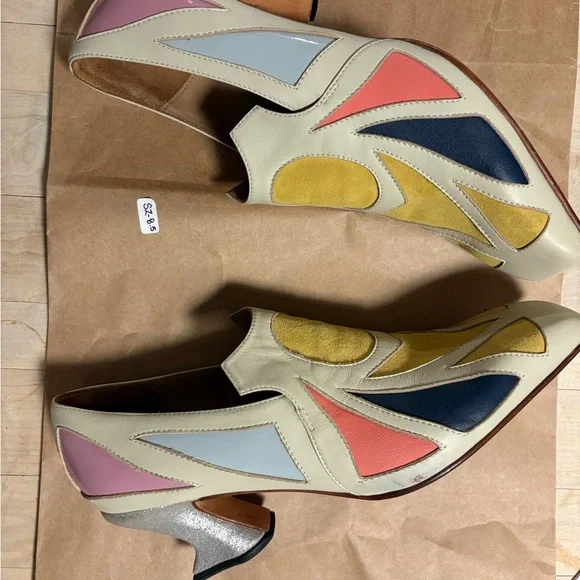 John Fluevog Super Fine Cardinal  Square Toe Loafer Heel - Picture 4 of 8